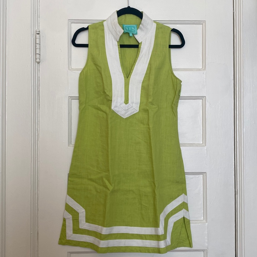 Sail to Sable Sleeveless Green Linen Dress